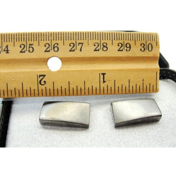 Apt. 9 Cufflinks Silver Tone Rectangular Tux Shirt Dress Suit Vintage IOB - Picture 6 of 9